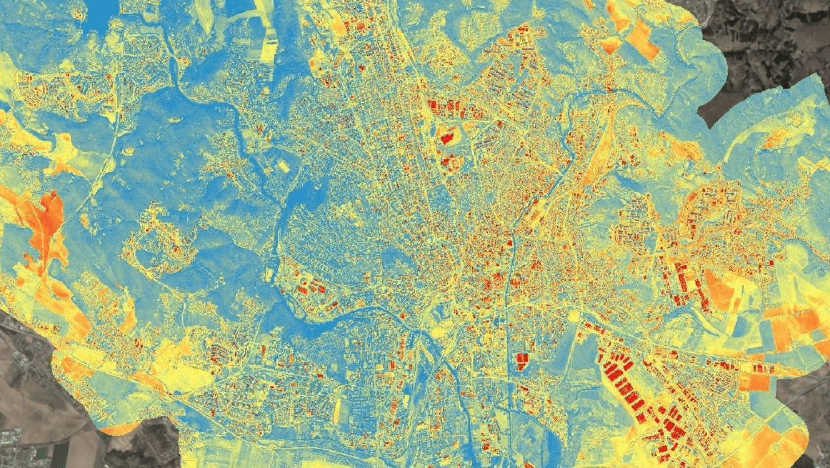 Tepelný snímek Brna a okolí