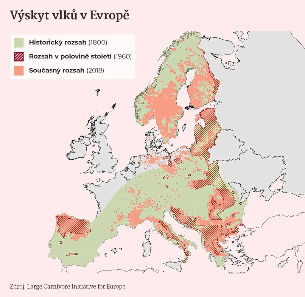 Výskyt vlků v Evropě